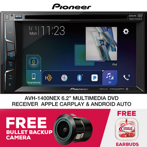 RFRB Pioneer AVH-1400NEX 6.2" DVD CarPlay & Bullet Backup Camera