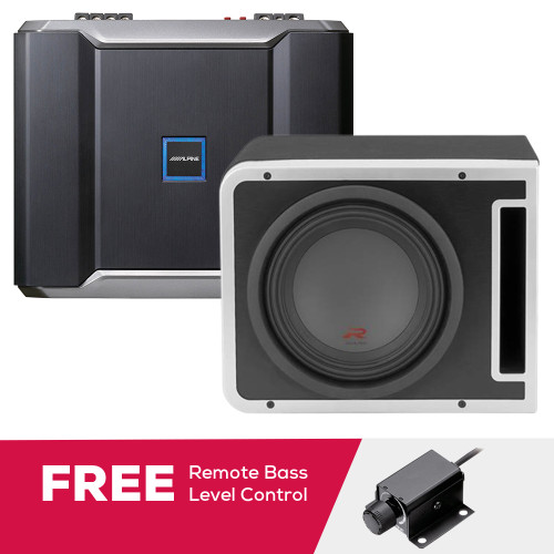 Alpine R-A75M Mono Power Amplifier with R-SB12V 12 Inch Subwoofer Enclosure