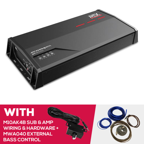 MTX JH15001 Mono Subwoofer Amplifier & M10AK4B Sub & Amp Wiring & Hardware Kit