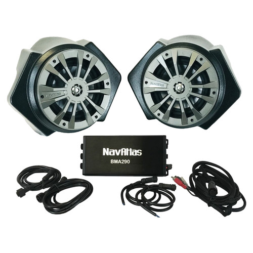 NavAtlas NRZ7PK 6.5" Speaker Pods with 300W Amplifier Fits 2016-20 Polaris RZR