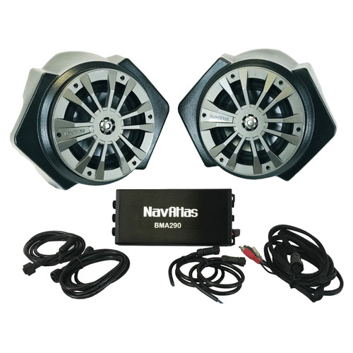 NavAtlas NRZ7PK 6.5" Speaker Pods with 300W Amplifier Fits 2016-20 Polaris RZR