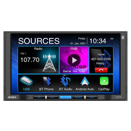 Jensen CAR710 7 Inch Digital Multimedia w/ Apple Carplay/Android Auto