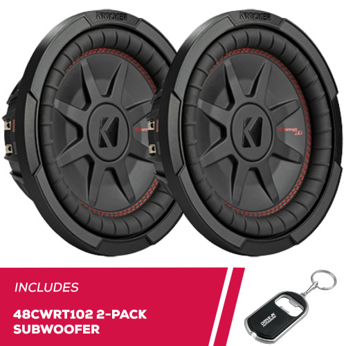KICKER 43CWRT102 – Subwoofer Auto 10'' (25cm) CompRT – 400 Watt RMS, 2x2 Ohm DVC – Bassa Profondità Di Montaggio