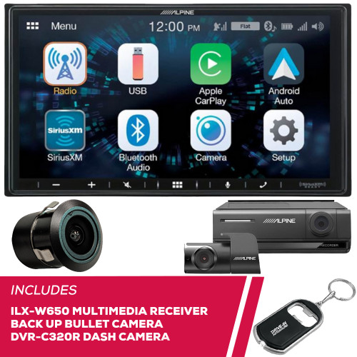 Alpine DVR-C320R HD dash cam with Wi-Fi and included rear-view cam —  designed for select Alpine touchscreen radios at Crutchfield