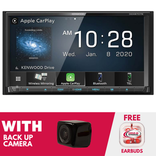 RFRB Kenwood DDX9707S 6.95 Inch Double-DIN DVD Receiver w/ Backup Bullet  Camera