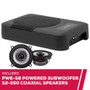 Alpine PWE-S8 8″ Compact Powered Subwoofer System with S2-S50 Coaxial Speakers