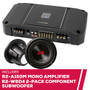 Alpine R2-A150M Mono Amplifie with 2-Pack R2-W8D4 8" Component Subwoofer