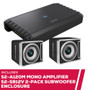Alpine S-Series S2-A120M Mono Amplifier with 2-Pack S2-SB12V Subwoofer Enclosure