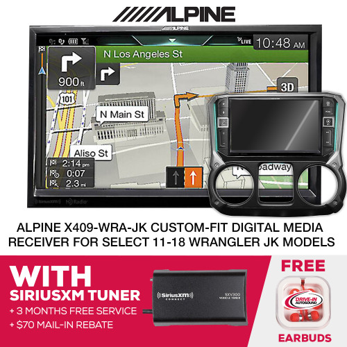 Alpine X409WRAJK 9" digital receiver & SiriusXM Tuner 1118 Jeep