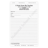 A Note From the Teacher - 3 part carbonless form (138) with optional Imprint