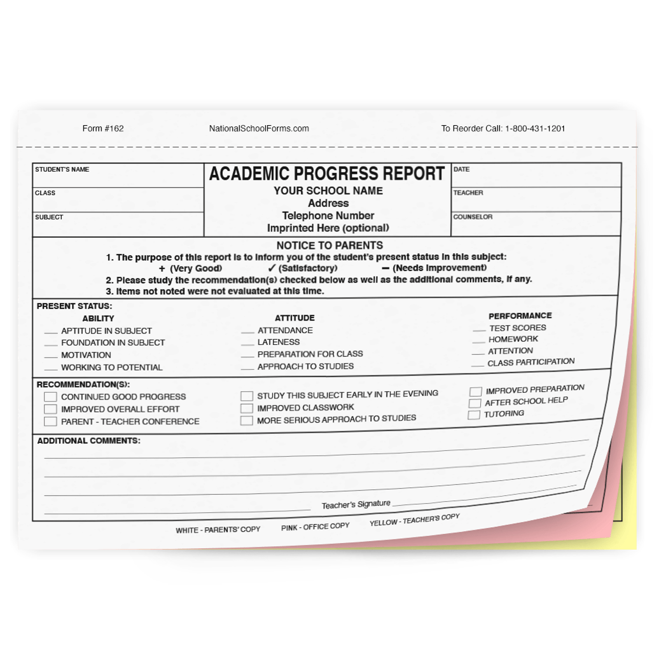 Academic Progress Report (162)
Carbonless Colors