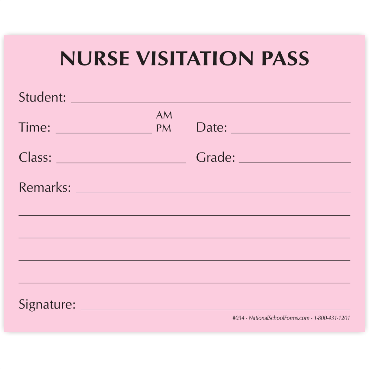 Nurse Visitation Pass Pad (034)