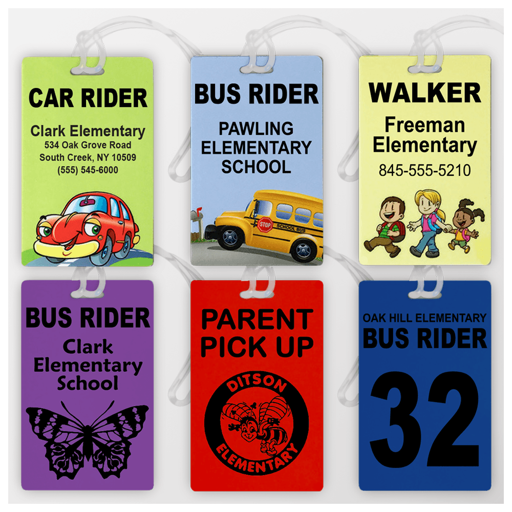 plastic bus tag, routing tags with loop attachment