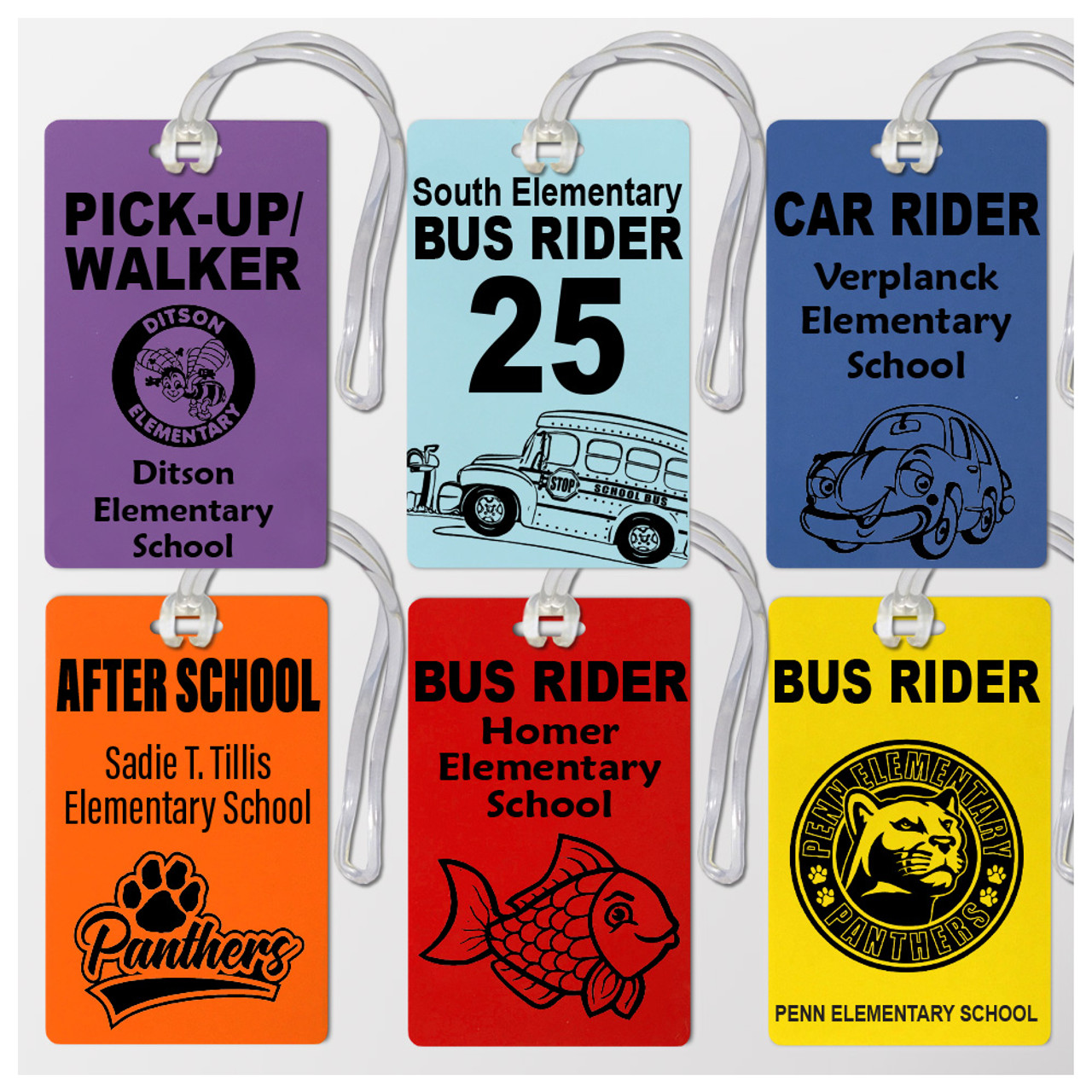 Bus Tag, Kindergarten Tags, Bus Route, Car Rider, Walker Routing Tags, and Backpack Student Tags for Elementary School Dismissal