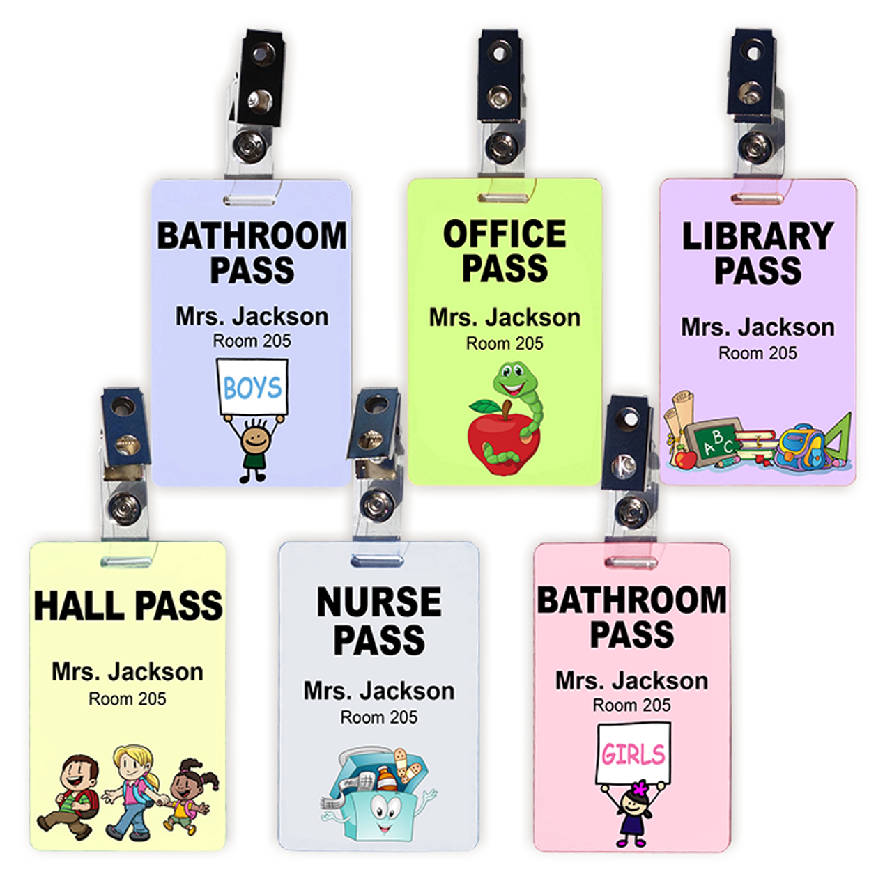 Hall Pass Set of 6 (Plastic Hall Pass Cards with Clips) - NationalSchoolForms.com hall-pass-set-of-6-plastic-hall-pass-cards-with-clips-nationalschoolforms-com