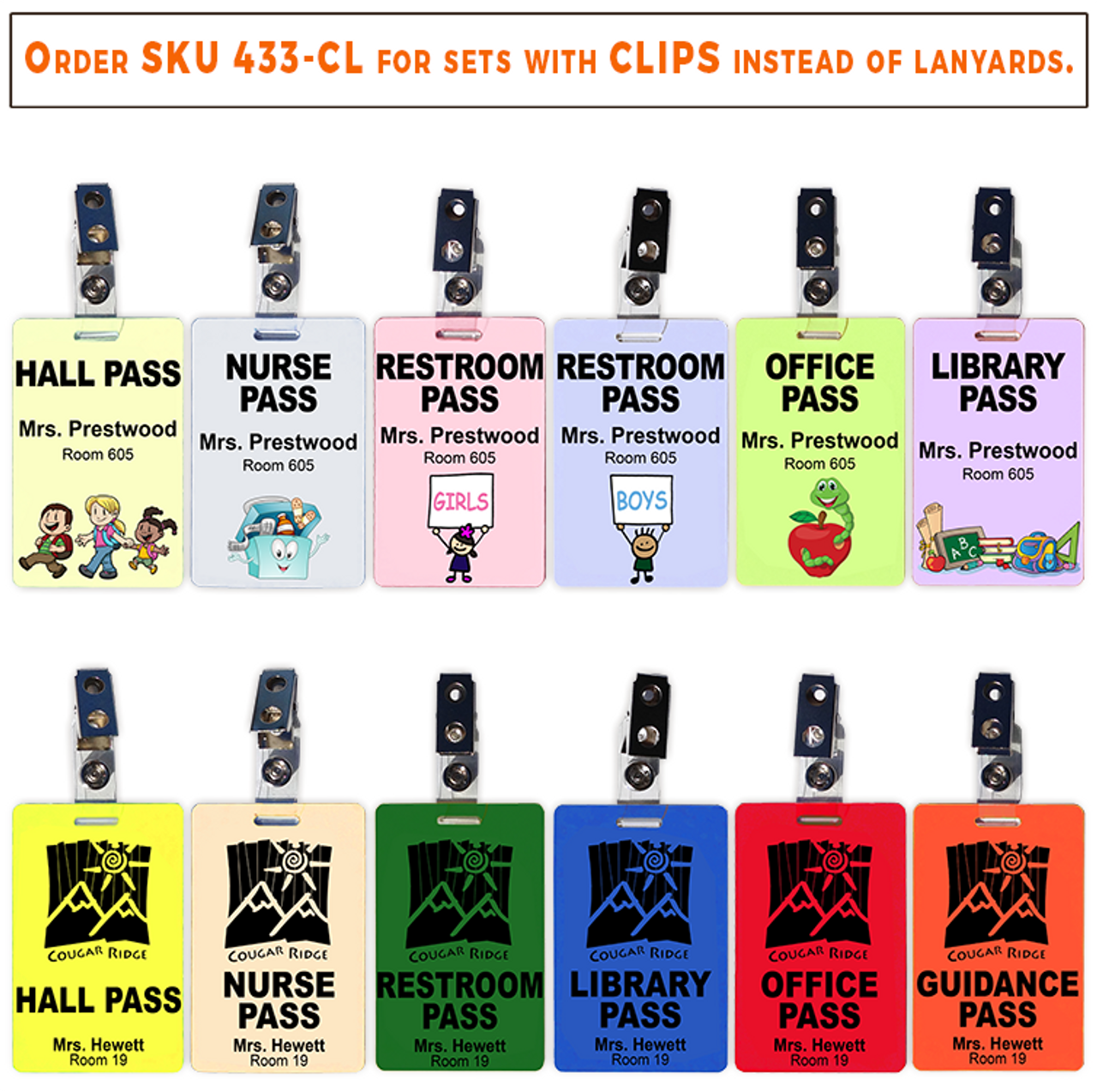 Order 433-CL for Clips instead of lanyards.