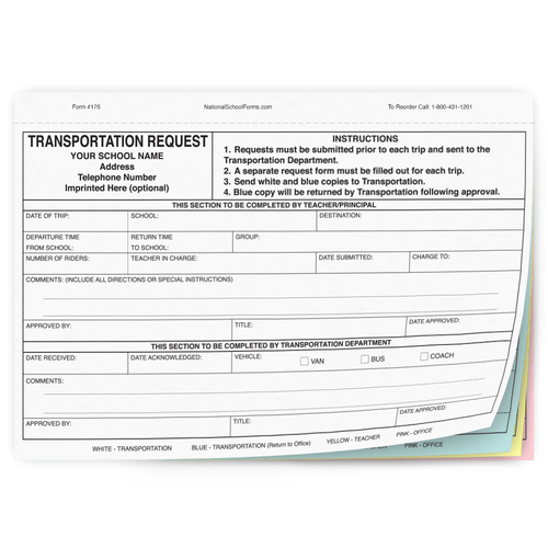 Transportation Request (176) - 4 part carbonless form with optional Imprint