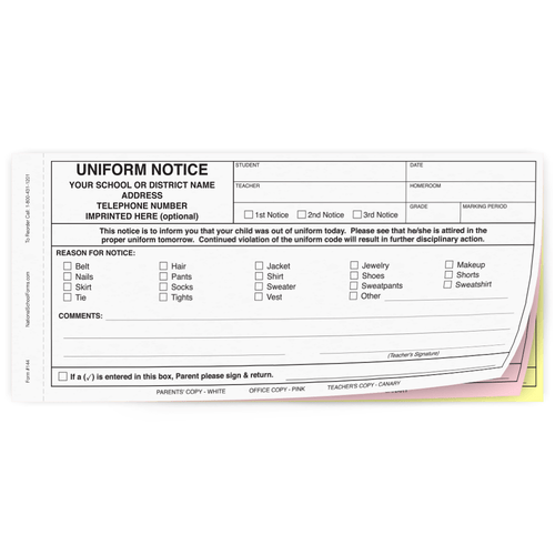 Uniform Notice (144) - 3 part carbonless form with optional Imprint