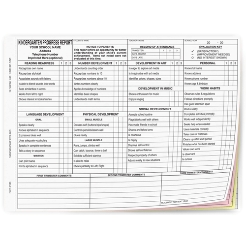 Kindergarten Progress Report - Trimester (184)
With Imprint