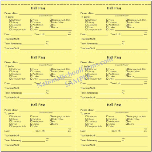 Hall Pass Slip Booklet (332 | Hallway Pass Pads Slips Tags Booklets Corridor 
