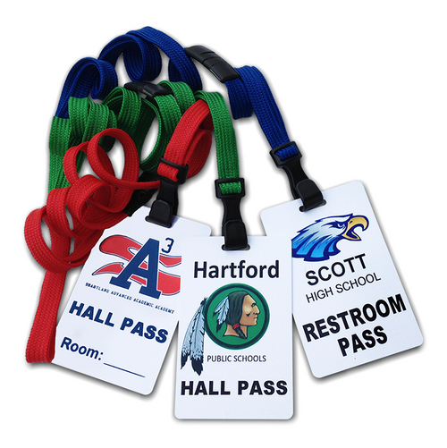 Hall Pass Set of 6 (Plastic Hall Pass Cards with Clips