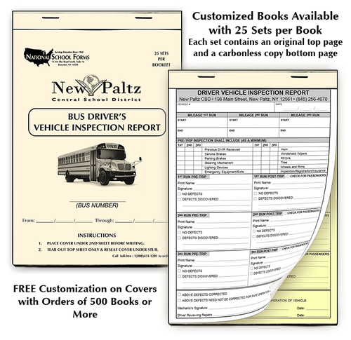 Inspection Book Line 8 x 5½ Customized Inspection Booklet 25 sets/book - NationalSchoolForms.com