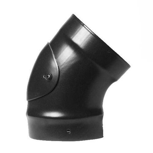Matt Black Vitreous Enamel 125mm Diameter 45 Degree Bend With Door