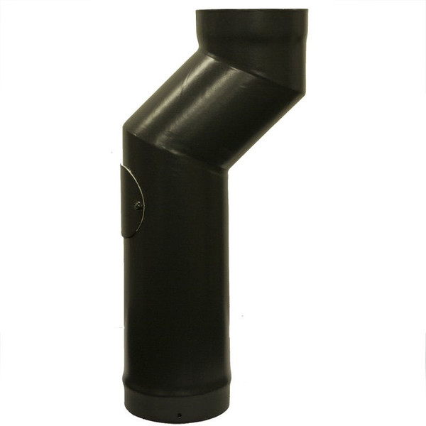 125mm Internal Diameter Matt Black Vitreous Enamel Offset Section And Door