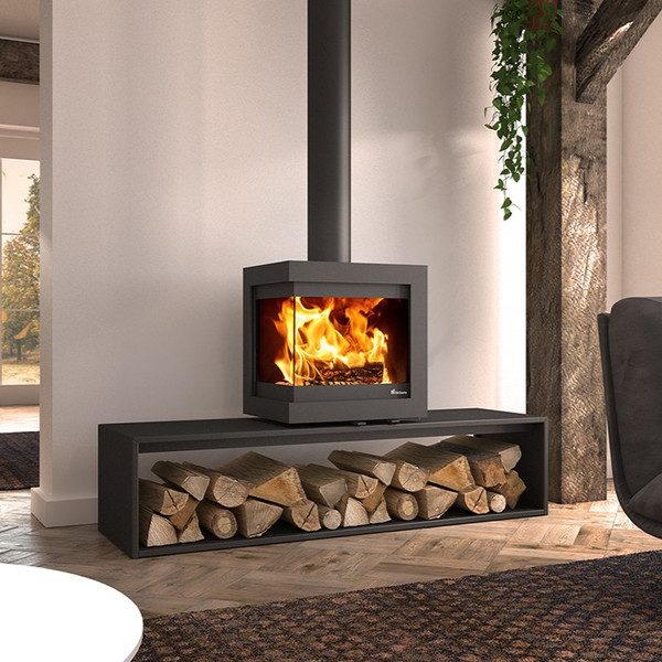 Dik Geurts Bora Corner Straight Plateau 6.7kW Wood Burning Stove
