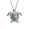 Mother & Baby Turtle Necklace With Green Crystals