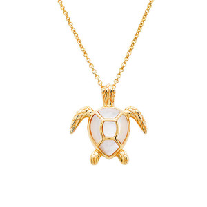 Sea Turtle Necklace 14K Gold Vermeil with Mother of Pearl