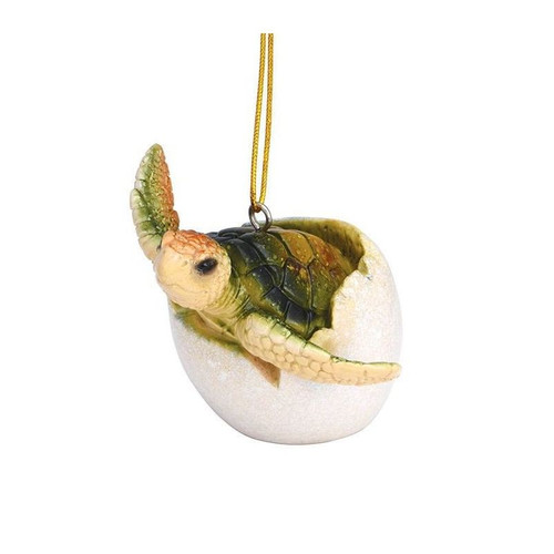 Baby Turtle Hatching From Shell Ornament