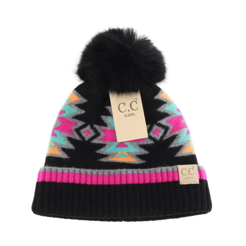 Kid's C.C. Bean Aztec Pom Beanie
