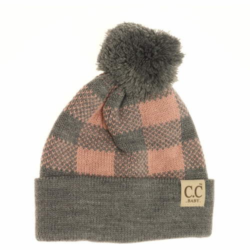 Infant C.C. Bean Plaid Pom Beanie