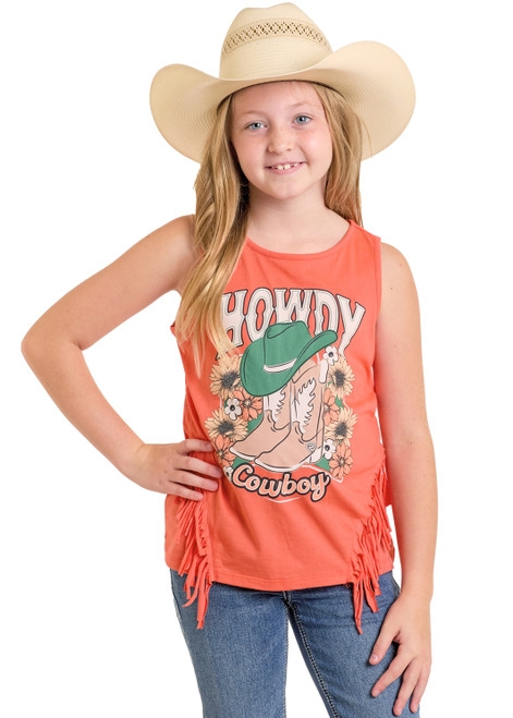 Girl's Rock & Roll Howdy Cowboy Fringe Tank Girl's Rock & Roll Howdy Cowboy Fringe Tank