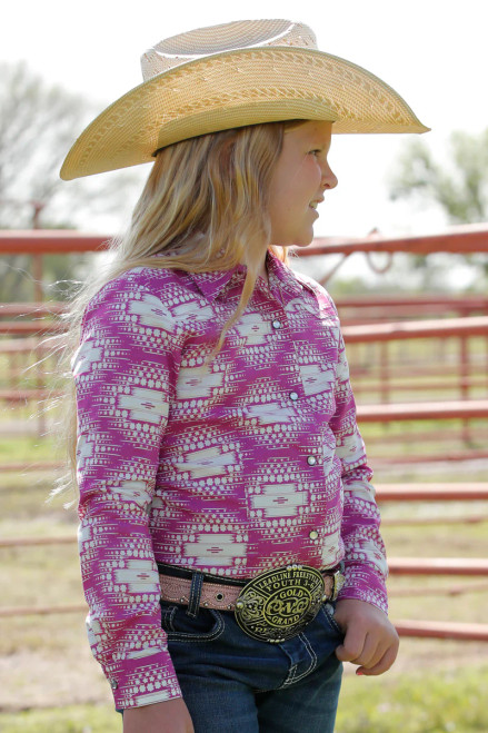 Girl's Cruel Pink Aztec Snap Shirt Girl's Cruel Pink Aztec Snap Shirt
