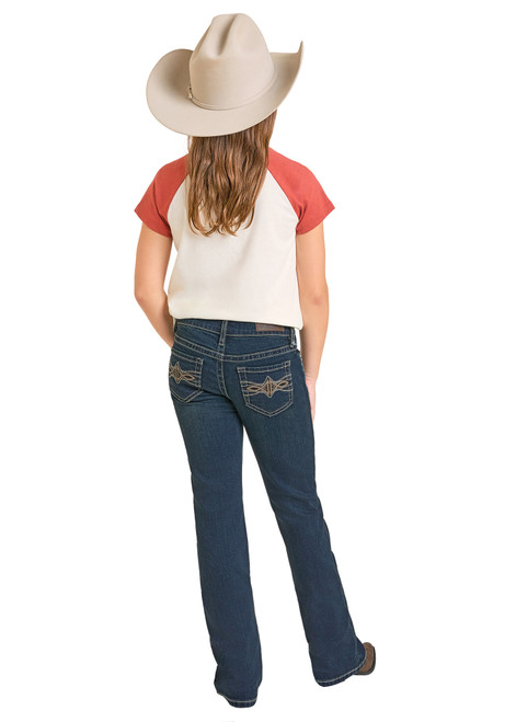 Girl's Rock & Roll Emb. Pleather Bootcut Jean Girl's Rock & Roll Emb. Pleather Bootcut Jean