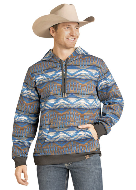 Men's Rock & Roll Blue/Brown Aztec Hoodie Men's Rock & Roll Blue/Brown Aztec Hoodie
