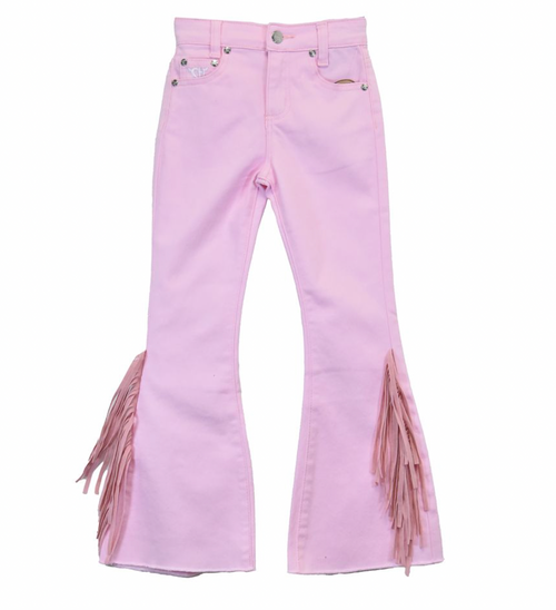 Girl's Cowgirl Hardware Pink Fringe Flare Jeans Girl's Cowgirl Hardware Pink Fringe Flare Jeans