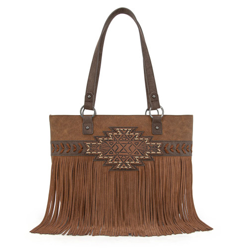 Trinity Ranch Aztec Tooled Fringe Concealed Carry Tote