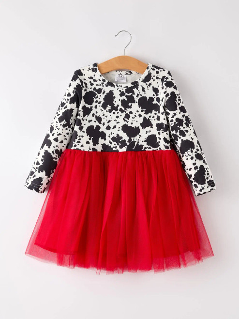 Girl's Cow/Red Tulle Dress Girl's Cow/Red Tulle Dress