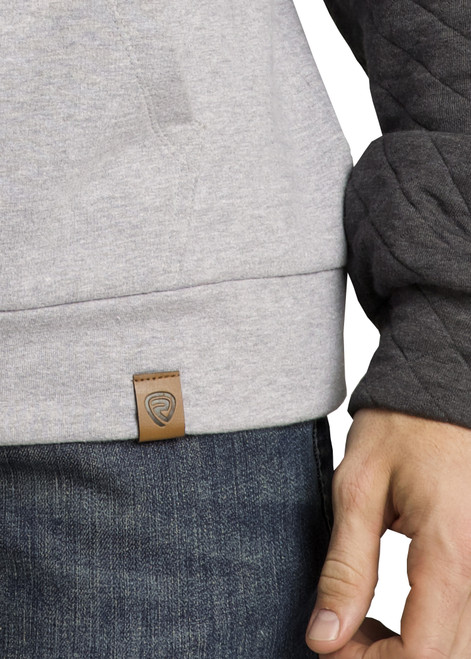 Men's Rock & Roll Grey Quilted 2-Tone Henley Hoodie