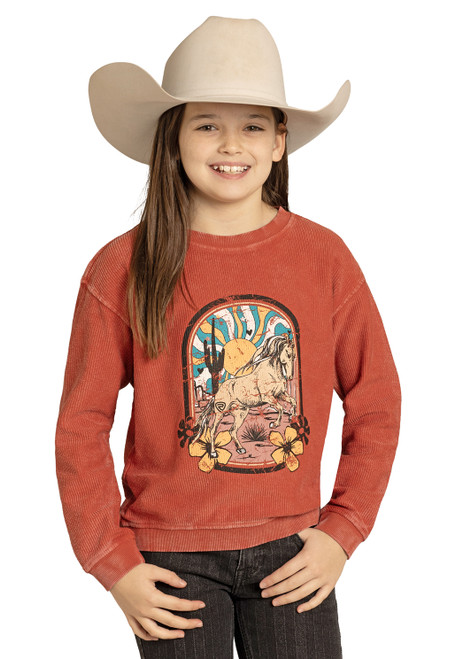 Girl's Rock & Roll Horse Graphic Pullover