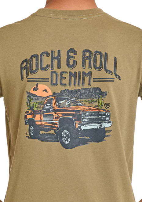 Boy's Rock & Roll Olive Truck Tshirt