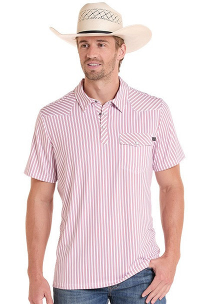 Men's Rock & Roll Red/White Striped Polo