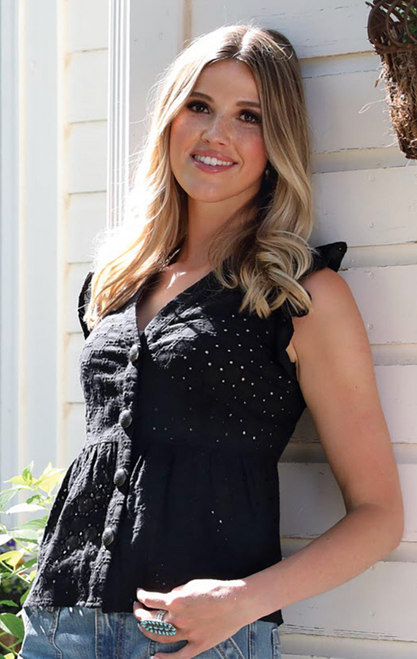 Women's Cruel Black Eyelet Blouse