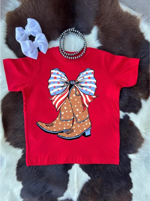 Infant/Girl's Patriotic Boot Tshirt