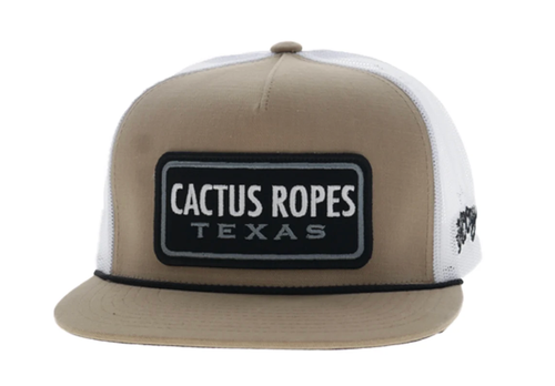 Cactus Ropes Tan/White/Black Rectangle Patch Hat