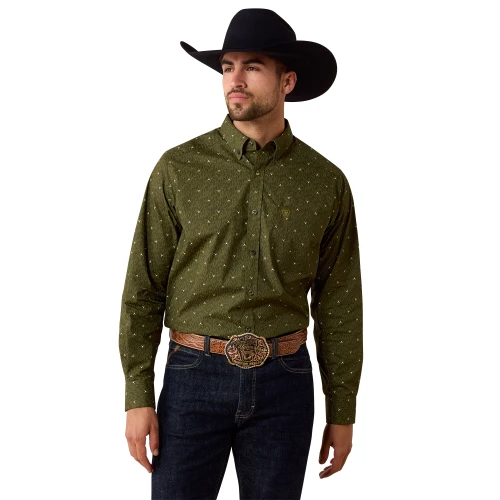 Men's Ariat Chad Grape Leaf Longhorn Button Down