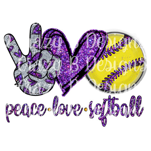 Peace Love Softball Purple
